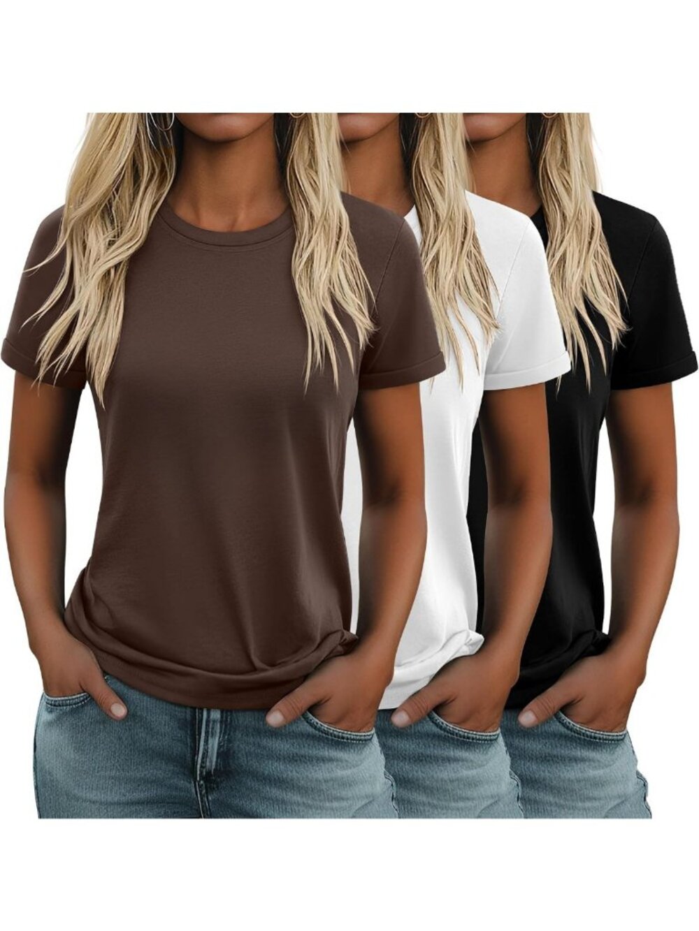 3 Pack Women's Cotton Short Sleeve Tees - Soft, Casual, Everyday Essentials